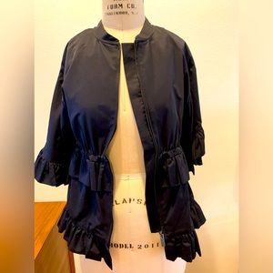 Halogen Ruffled Black Jacket Front Zipper